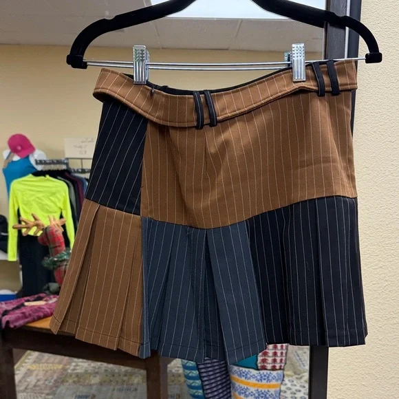 The Ragged Priest Striped Black and Brown Mini Skirt - Picture 4 of 4